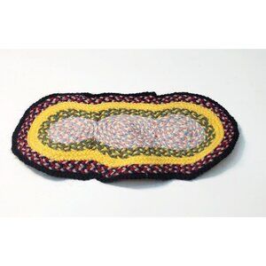 Vintage Dollhouse Braided Multicolor Oval Rug 6"l. x 3"w.